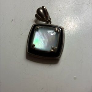 Sterling Silver 925 WK Whitney Kelly Square Pendant Mother of Pearl Onyx 16.16g